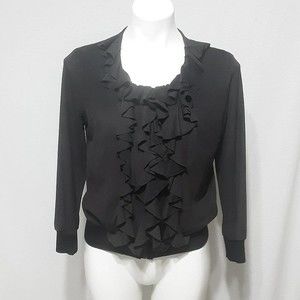 Alberto Makali Vintage Zip-Up Ruffle Collar Top Medium Designer Bomber Jacket